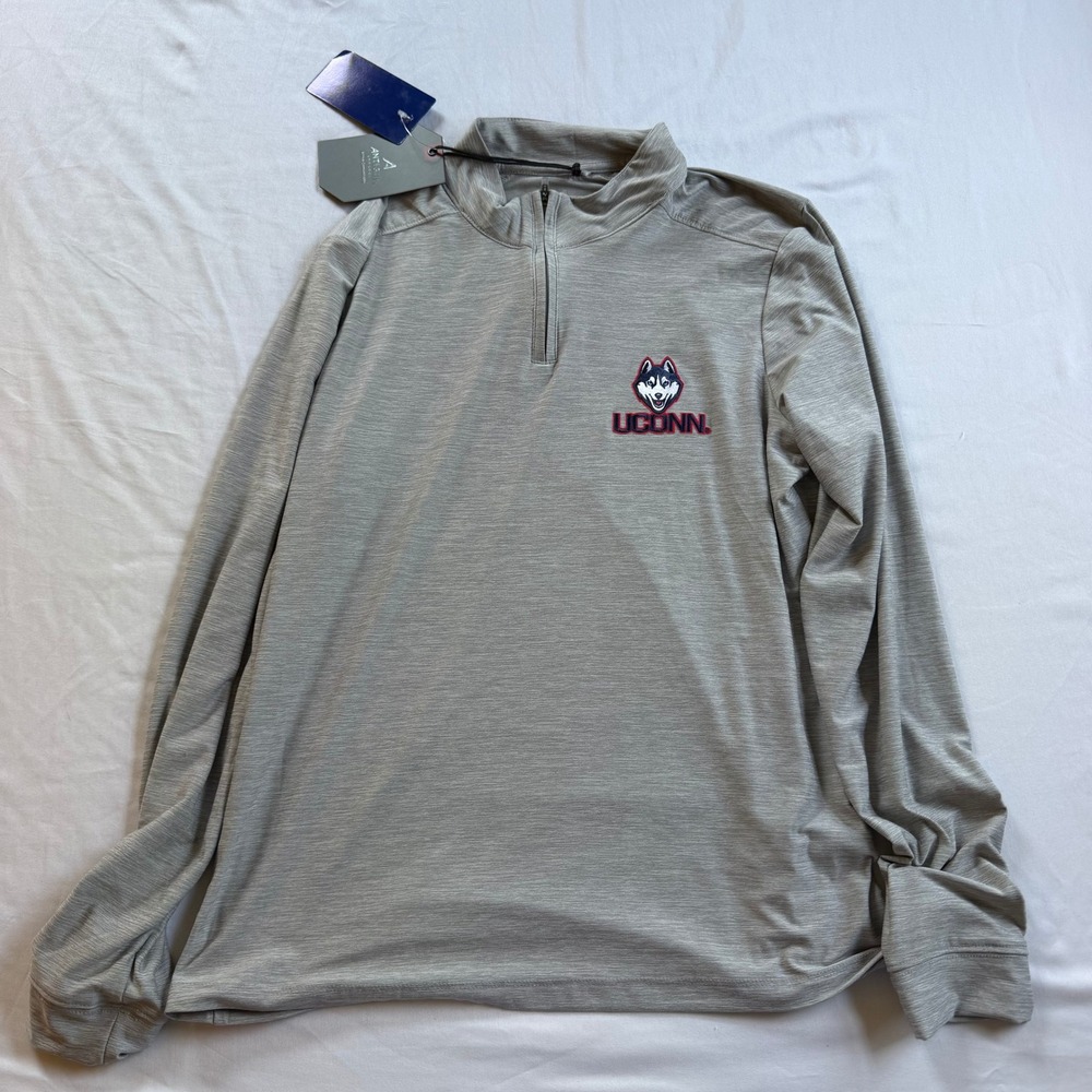 Antigua UConn Huskies Womens Quarter Zip Pullover Grey Heather 105240 Skyhtr MD